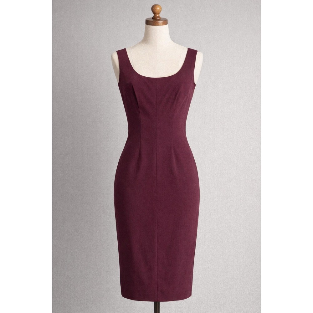 Express Stretch Plum Burgundy Sleeveless Sheath Dress Midi 34088 Womens 5/6